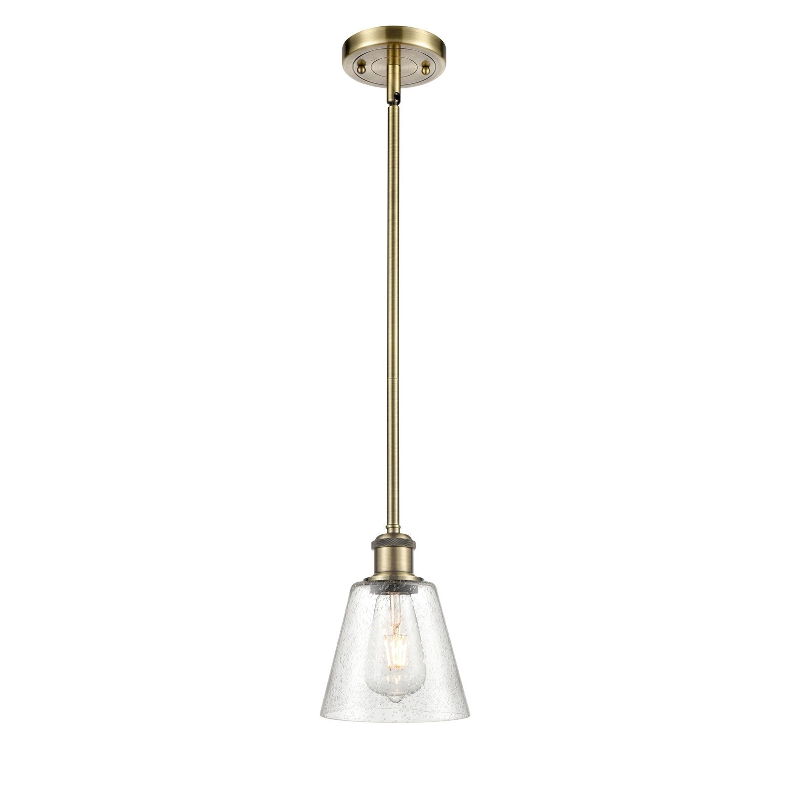 Innovations Caton 6in 1-Light Mini Pendant | Art Nouveau Antique Brass and Frosted Glass | Kitchen Island & Dining Room | Model 516-1S-AB-G454
