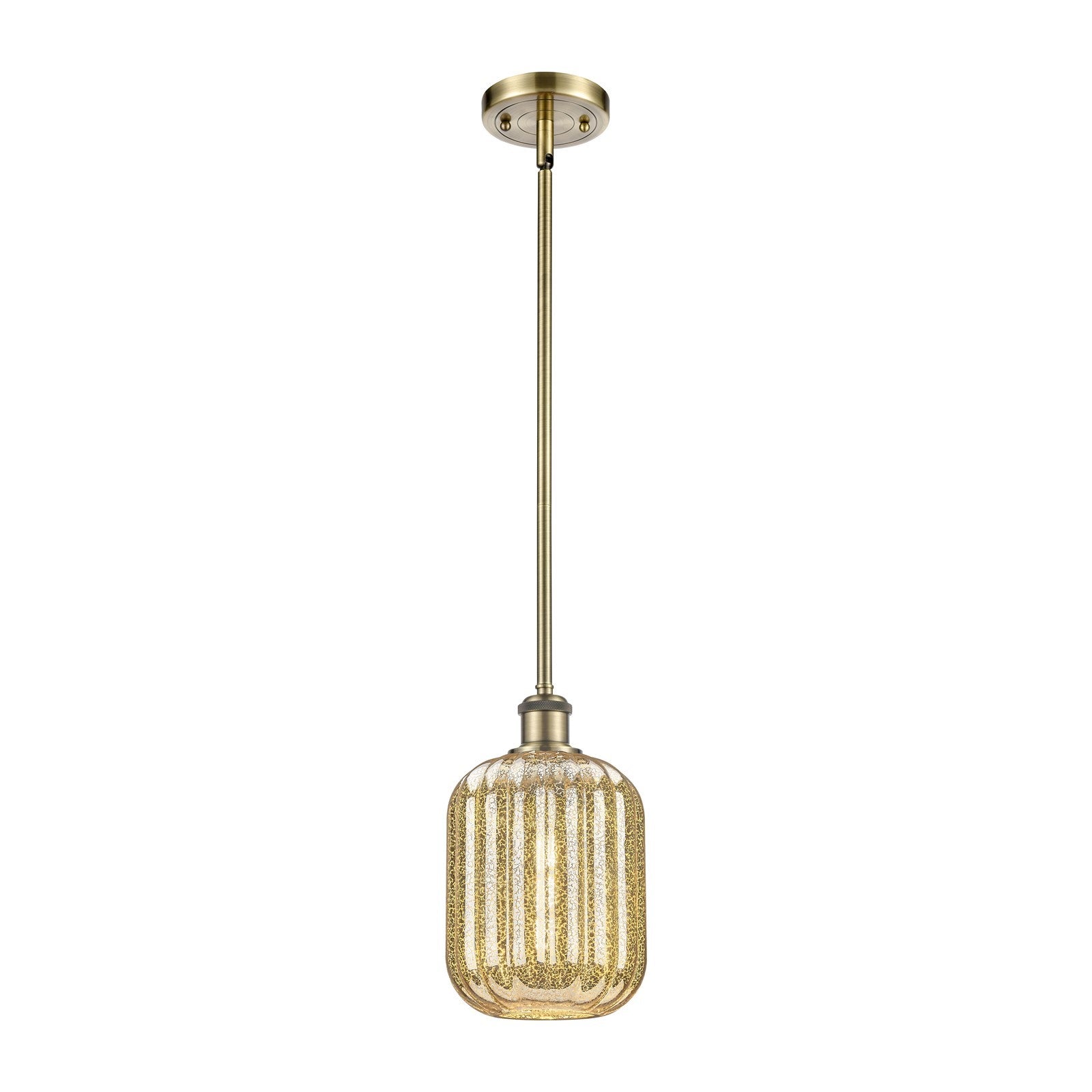 Innovations Preston Cylinder 7in 1-Light Mini Pendant | Industrial Antique Brass Steel and Mercury Glass | Kitchen Island & | Model 516-1S-AB-G460-7ME