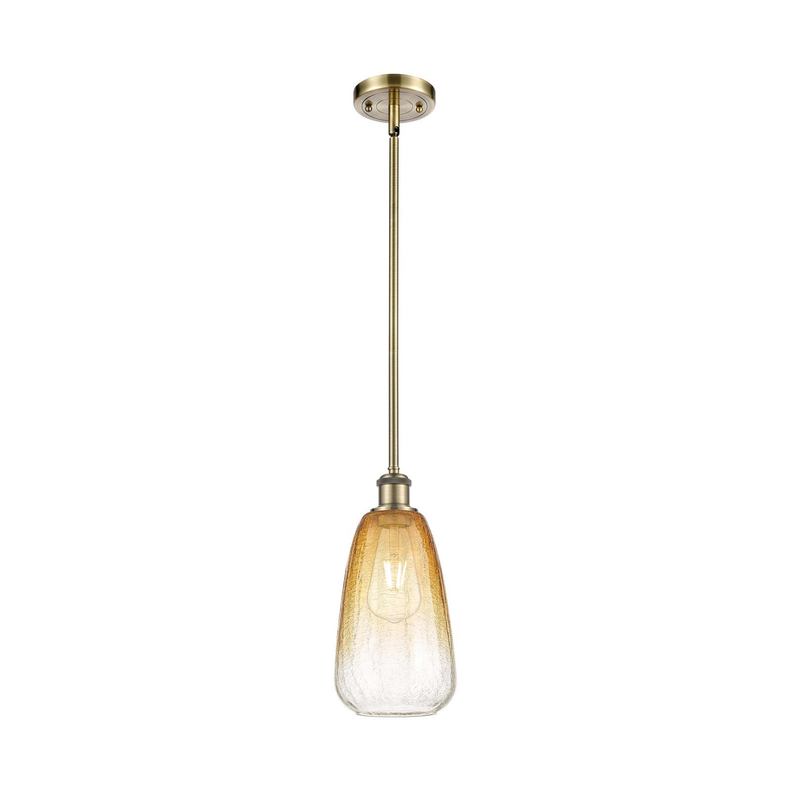 Innovations Brookhaven Almond 6in 1-Light Mini Pendant | Industrial Antique Brass and Amber Glass | Kitchen Island | Model 516-1S-AB-G480-6AM