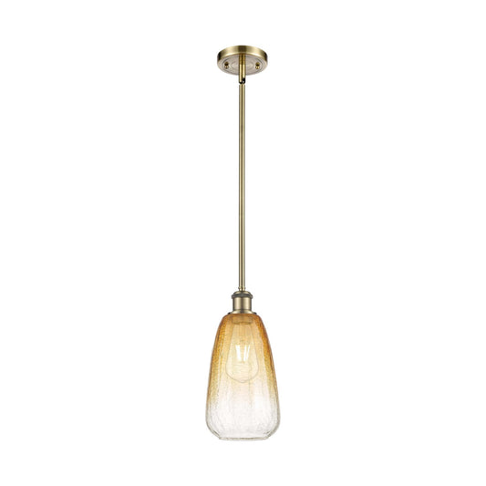 Innovations Brookhaven Almond 6in 1-Light Mini Pendant | Industrial Antique Brass and Amber Glass | Kitchen Island | Model 516-1S-AB-G480-6AM