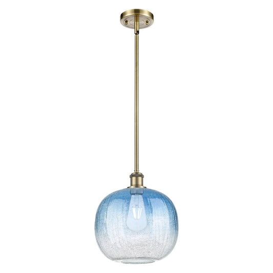 Innovations Brookhaven Sphere 10.5in 1-Light Mini Pendant | Industrial Antique Brass and Sapphire Blue Glass | Kitchen | Model 516-1S-AB-G481-10SB
