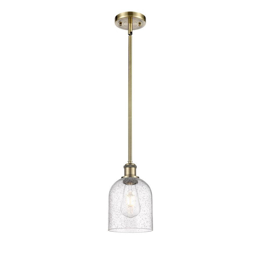 Innovations Bella 6in 1-Light Mini Pendant | Industrial Antique Brass Steel and Seedy Glass | Kitchen Island | 5 x 5 x 9 in | Model 516-1S-AB-G558-6SDY