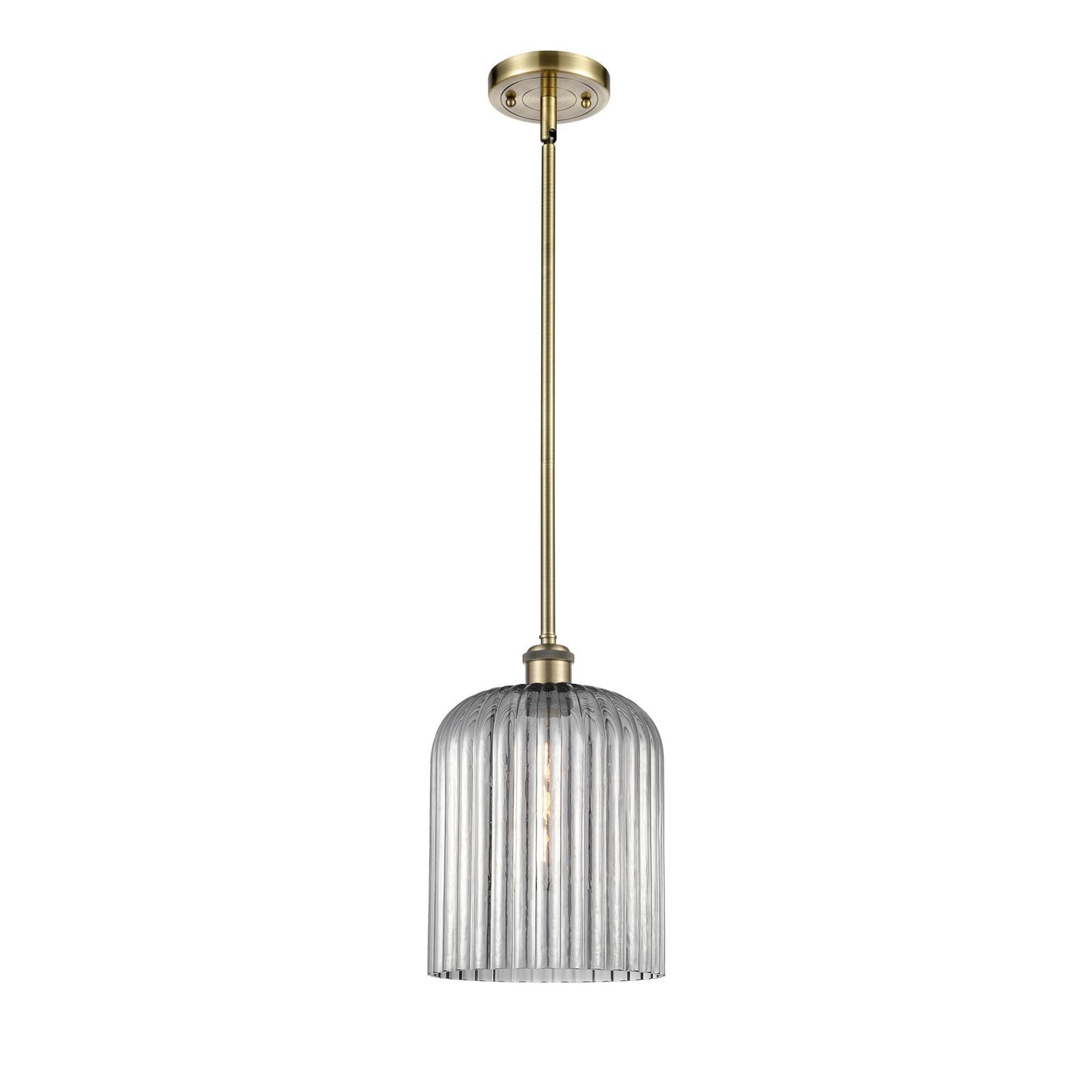 Innovations Bridal Veil 5in 1-Light Mini Pendant | Art Nouveau Antique Brass and Light Smoke Glass | Kitchen Island | Model 516-1S-AB-G559-8SM