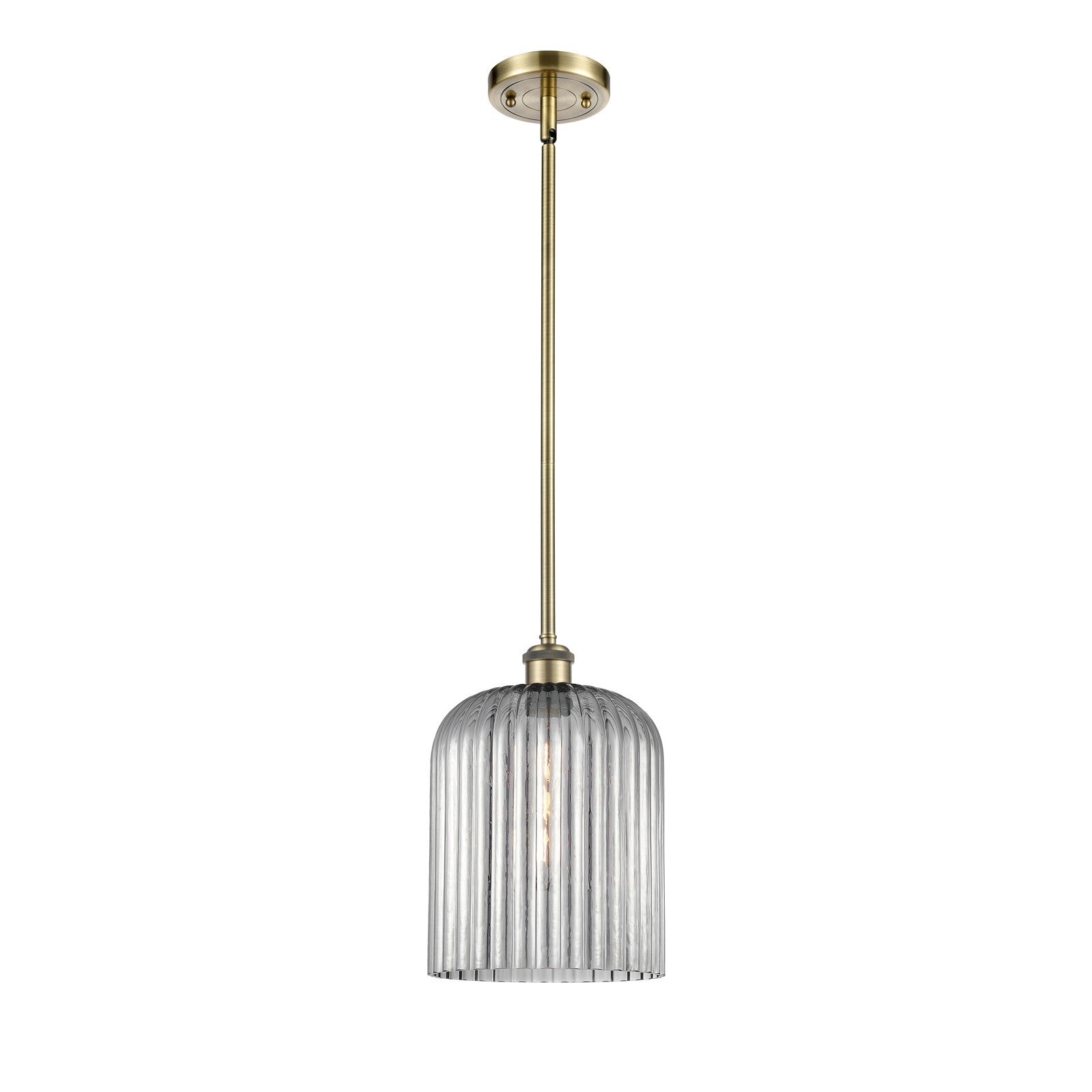 Innovations Bridal Veil 5in 1-Light Mini Pendant | Art Nouveau Antique Brass and Light Smoke Glass | Kitchen Island | Model 516-1S-AB-G559-8SM