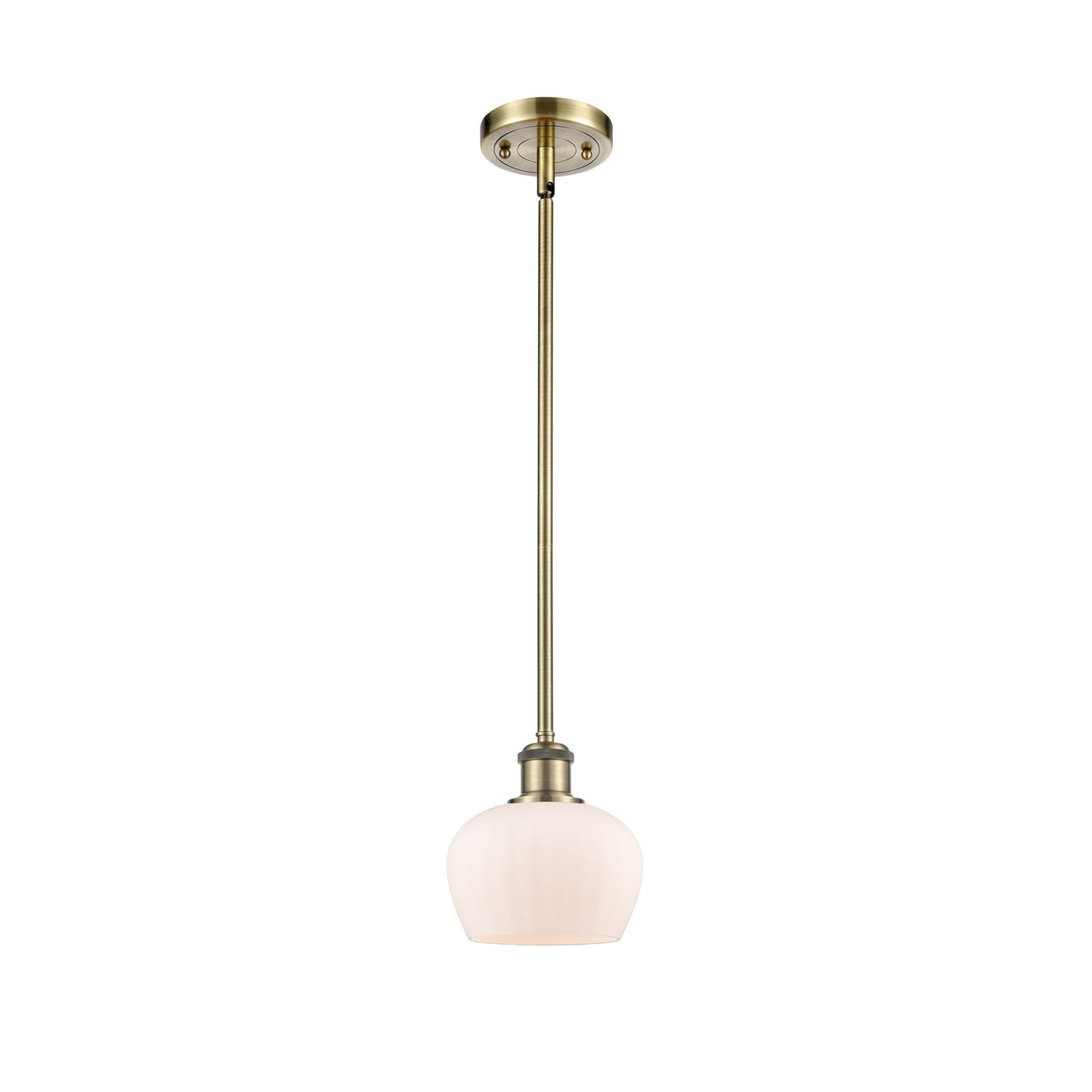 Innovations LED Fenton 6in 1-Light Mini Pendant | Art Nouveau Antique Brass and Matte White Glass | Kitchen Island & Dining | Model 516-1S-AB-G91-LED
