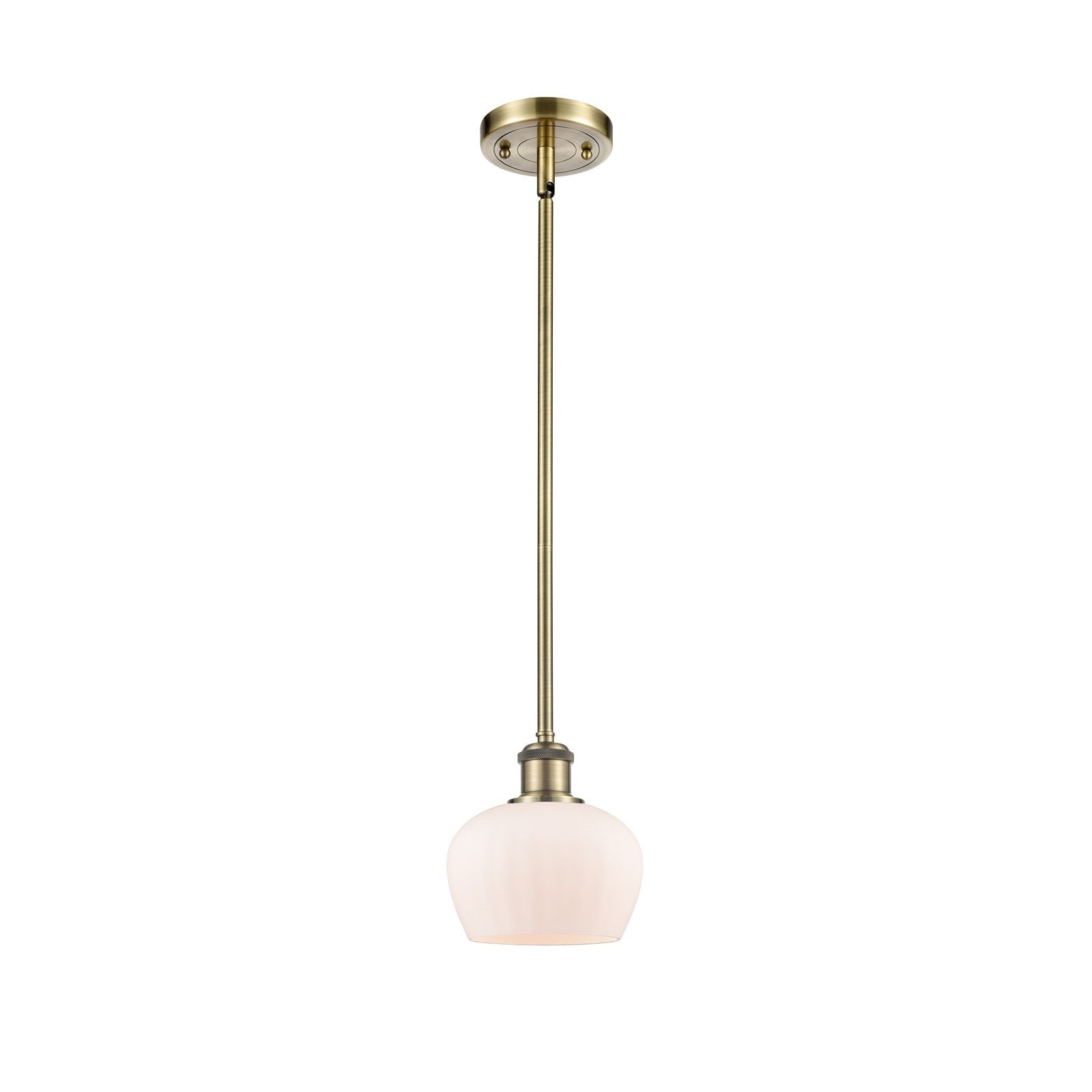Innovations LED Fenton 6in 1-Light Mini Pendant | Art Nouveau Antique Brass and Matte White Glass | Kitchen Island & Dining | Model 516-1S-AB-G91-LED