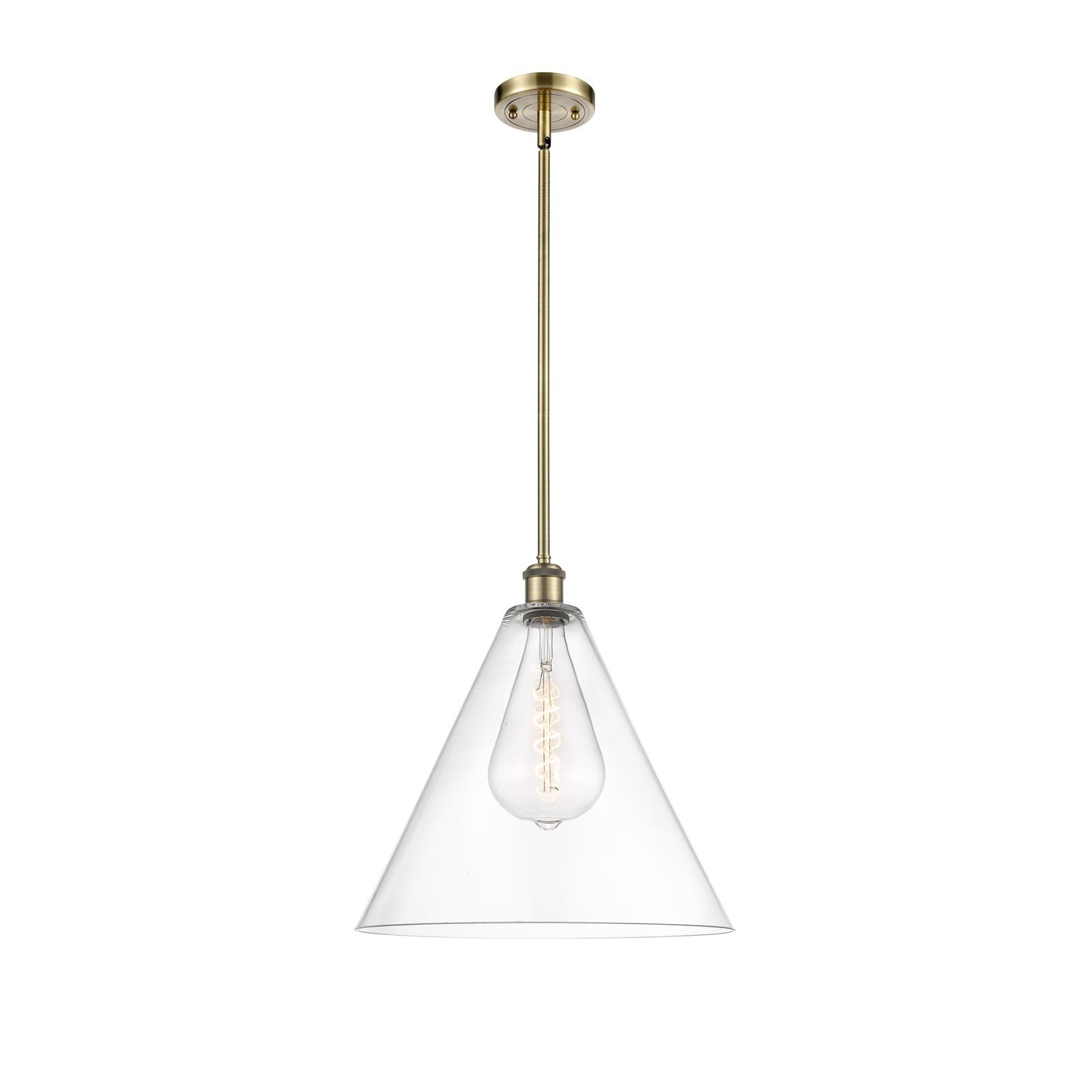 Innovations Berkshire 16in 1-Light LED Pendant | Industrial Antique Brass and Clear Glass | Kitchen Island & Dining | Model 516-1S-AB-GBC-162-LED