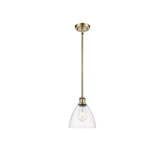 Innovations Ballston 7.5in 1-Light LED Mini Pendant | Industrial Antique Brass and Clear Glass | Kitchen Island & Dining | Model 516-1S-AB-GBD-752-LED