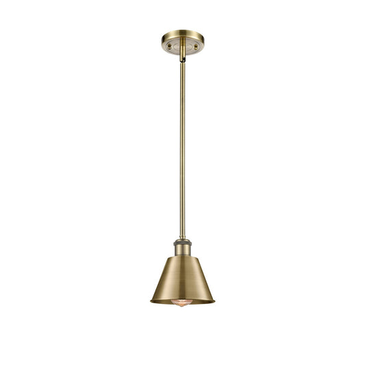 Innovations Lighting Smithfield 7in 1-Light Mini Pendant | Industrial Antique Brass Metal Shade | Kitchen Island | Model 516-1S-AB-M8-LED