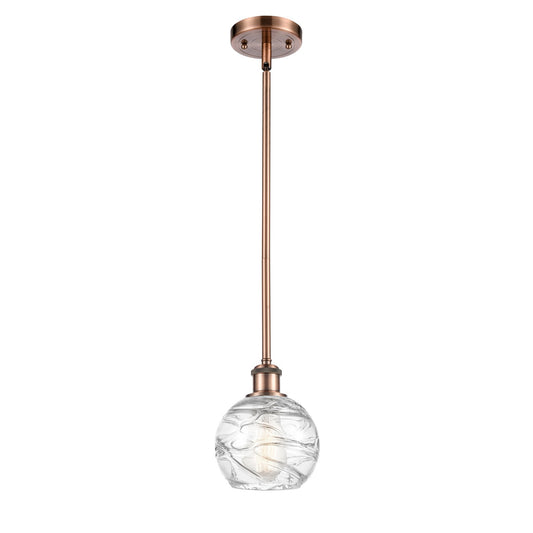 Innovations Athens Deco Swirl 6in 1-Light Mini Pendant | Industrial Antique Copper and Clear Glass | Kitchen Island | Model 516-1S-AC-G1213-6CL