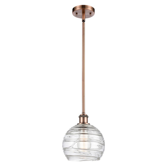 Innovations Ballston 8in 1-Light Pendant | Industrial Antique Copper Steel and Clear Glass | Kitchen Island | 8 x 8 x 10 in | Model 516-1S-AC-G1213-8-LED