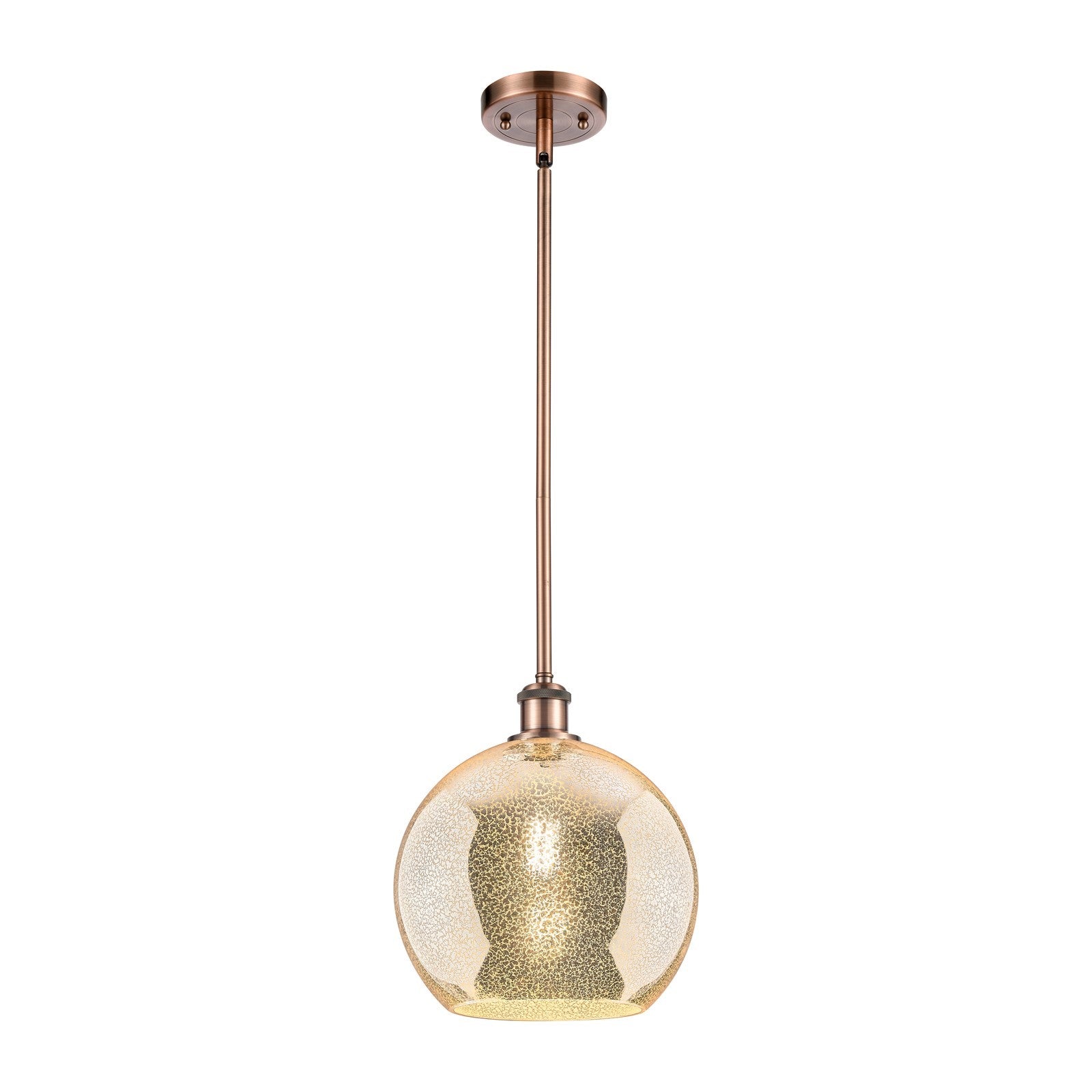 Innovations Athens 10in 1-Light Mini Pendant | Industrial Antique Copper and Mercury Glass | Kitchen Island & Dining Room | Model 516-1S-AC-G128-10