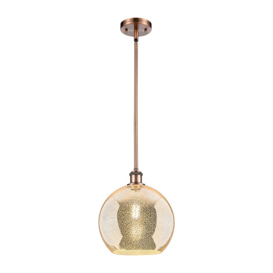 Innovations Athens 10in 1-Light Mini Pendant | Industrial Antique Copper and Mercury Glass | Kitchen Island & Dining Room | Model 516-1S-AC-G128-10