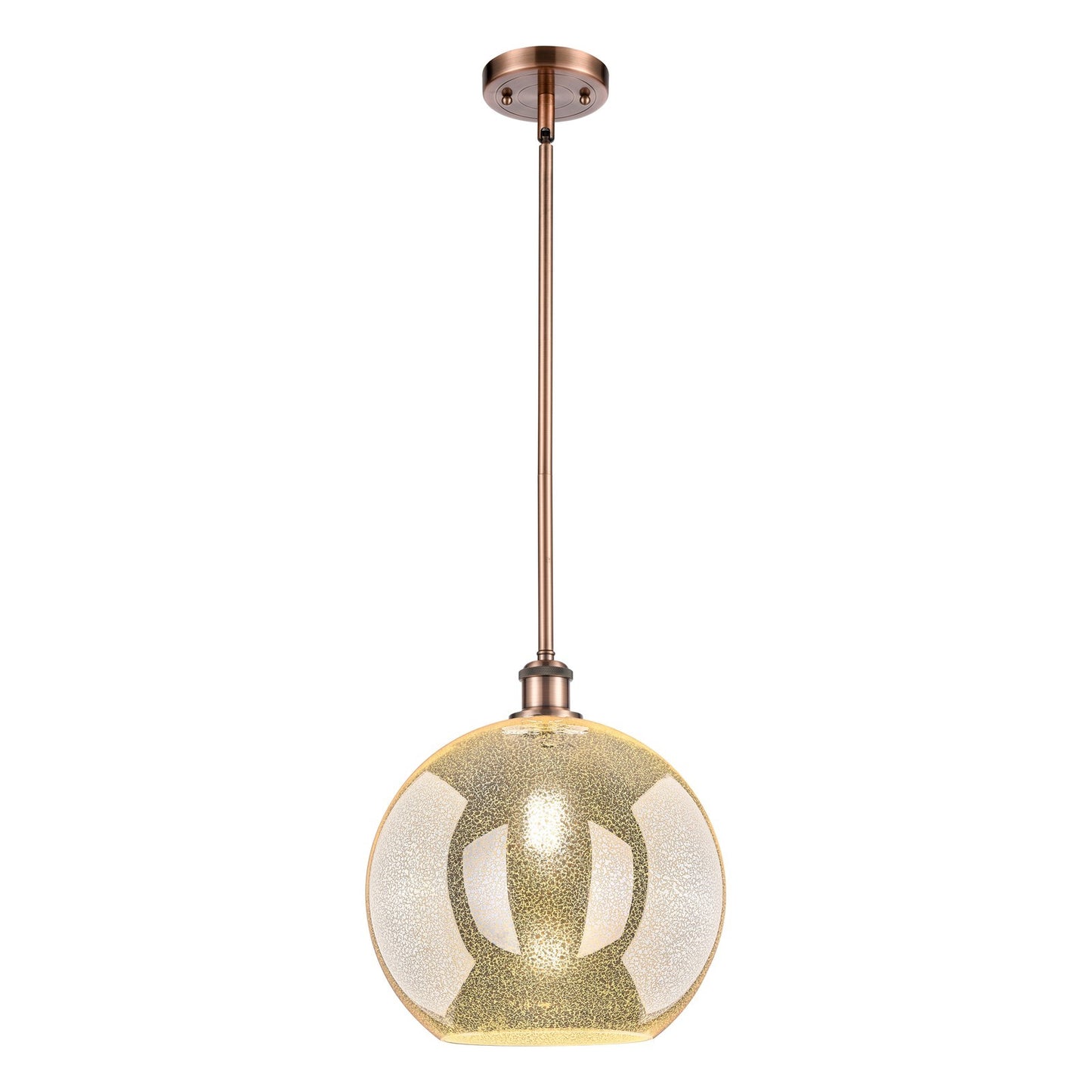 Innovations Athens 12in 1-Light Mini Pendant | Industrial Antique Copper and Mercury Glass | Kitchen Island & Dining Room | Model 516-1S-AC-G128-12