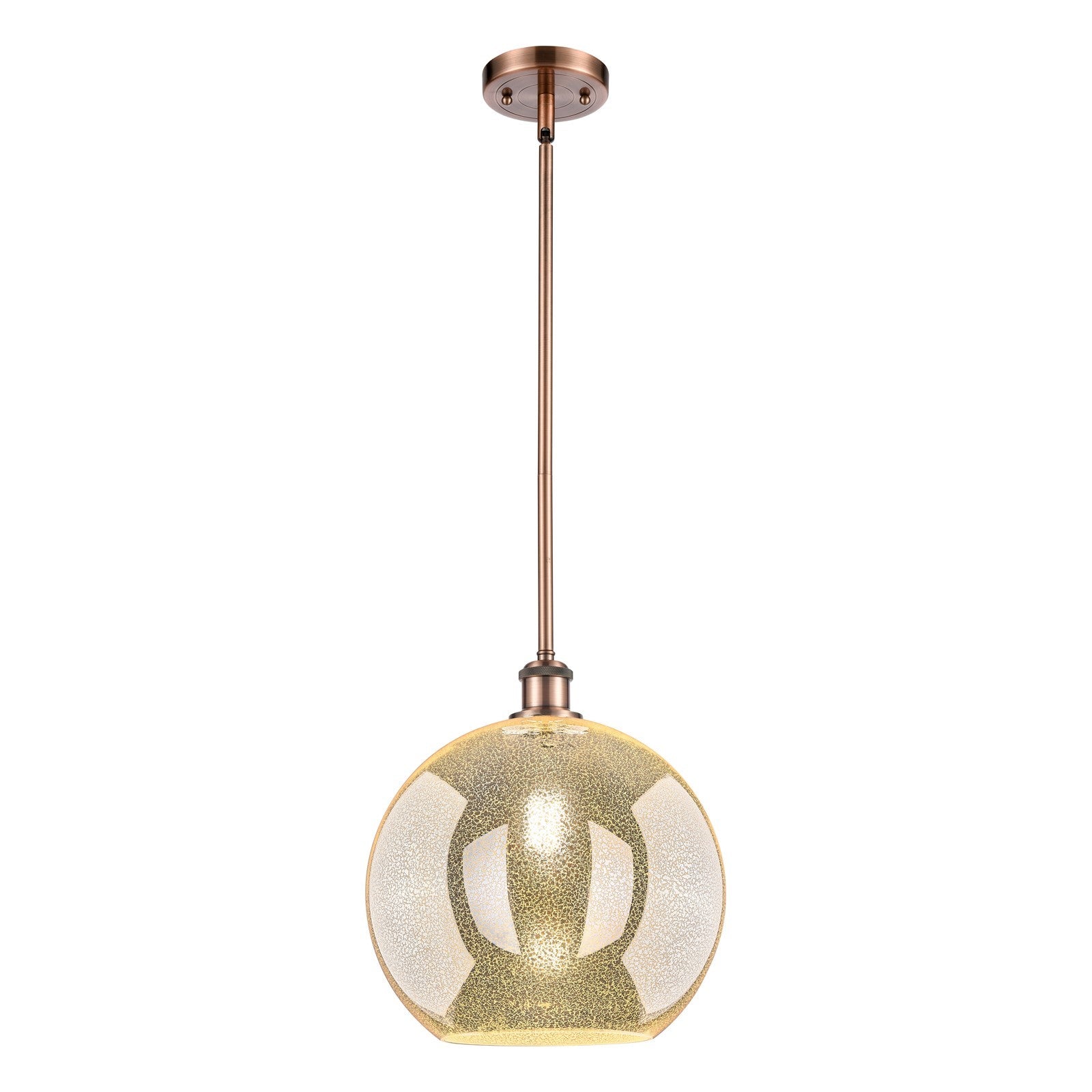 Innovations Athens 12in 1-Light Mini Pendant | Industrial Antique Copper and Mercury Glass | Kitchen Island & Dining Room | Model 516-1S-AC-G128-12