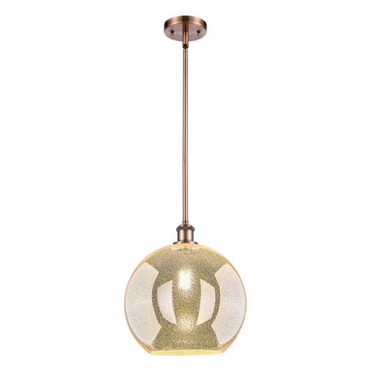 Innovations Athens 12in 1-Light Mini Pendant | Industrial Antique Copper and Mercury Glass | Kitchen Island & Dining Room | Model 516-1S-AC-G128-12