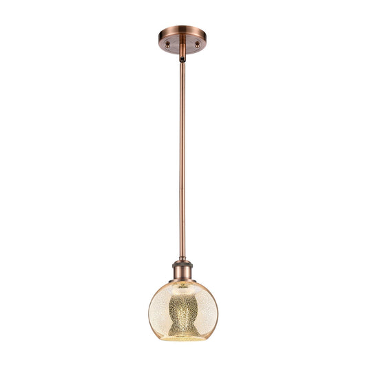 Innovations Athens 6in 1-Light Mini Pendant | Industrial Antique Copper and Mercury Glass | Kitchen Island & Dining Room | Model 516-1S-AC-G128-6