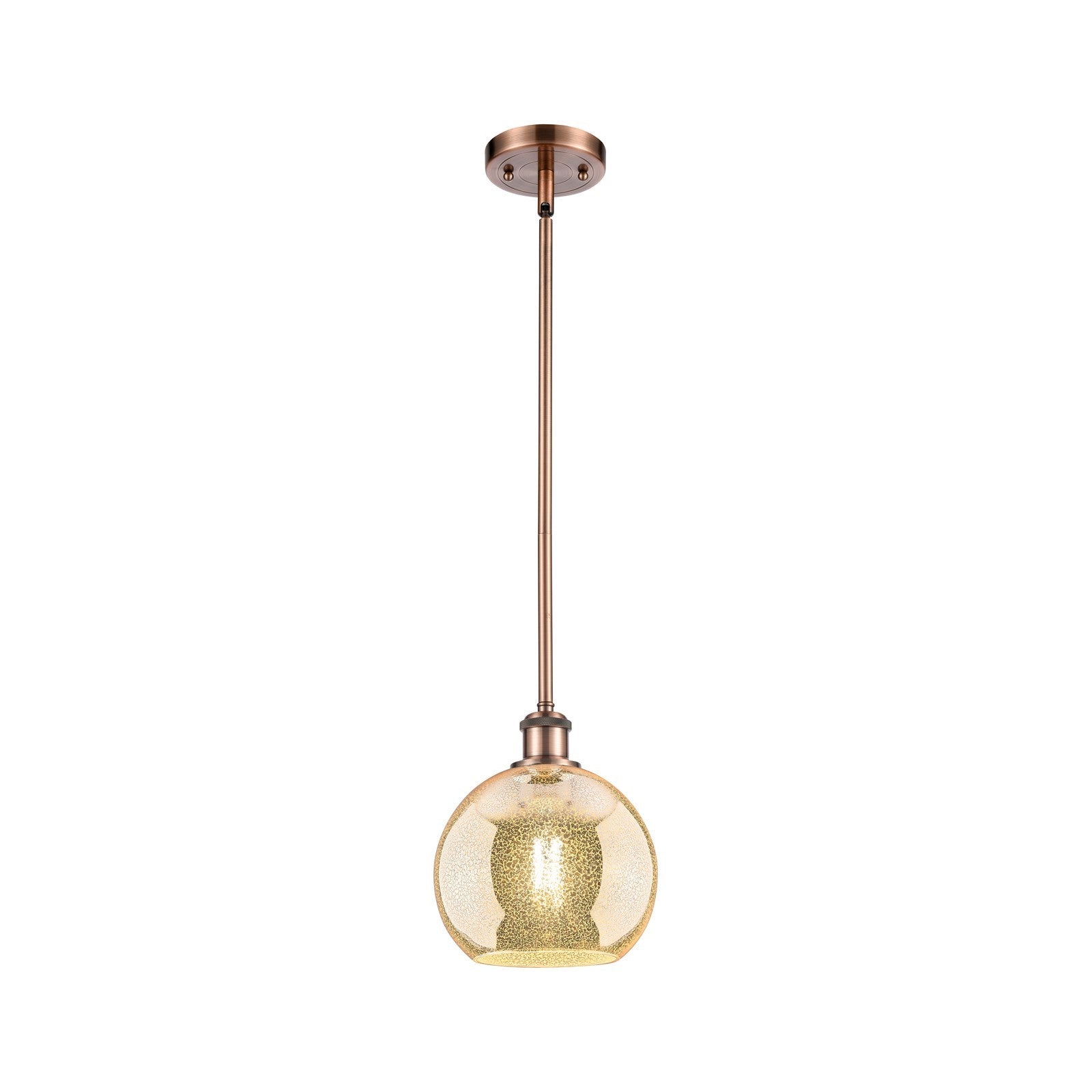 Innovations Athens 8in 1-Light Mini Pendant | Industrial Antique Copper and Mercury Glass | Kitchen Island & Dining Room | Model 516-1S-AC-G128-8
