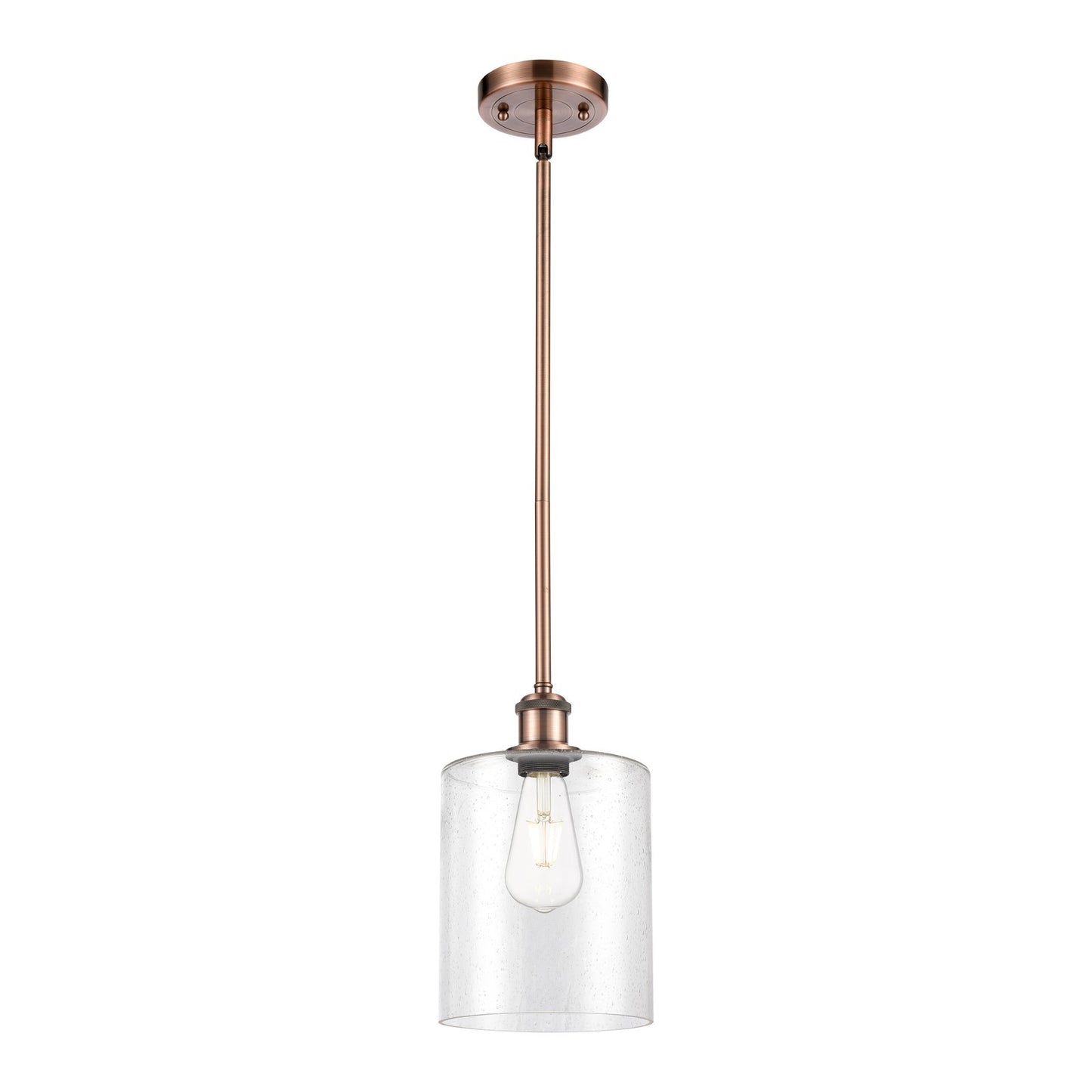 Innovations Paladin 7in 1-Light Mini Pendant | Farmhouse Antique Copper and Seedy Glass | Kitchen Island & Dining Room | Model 516-1S-AC-G4424-7