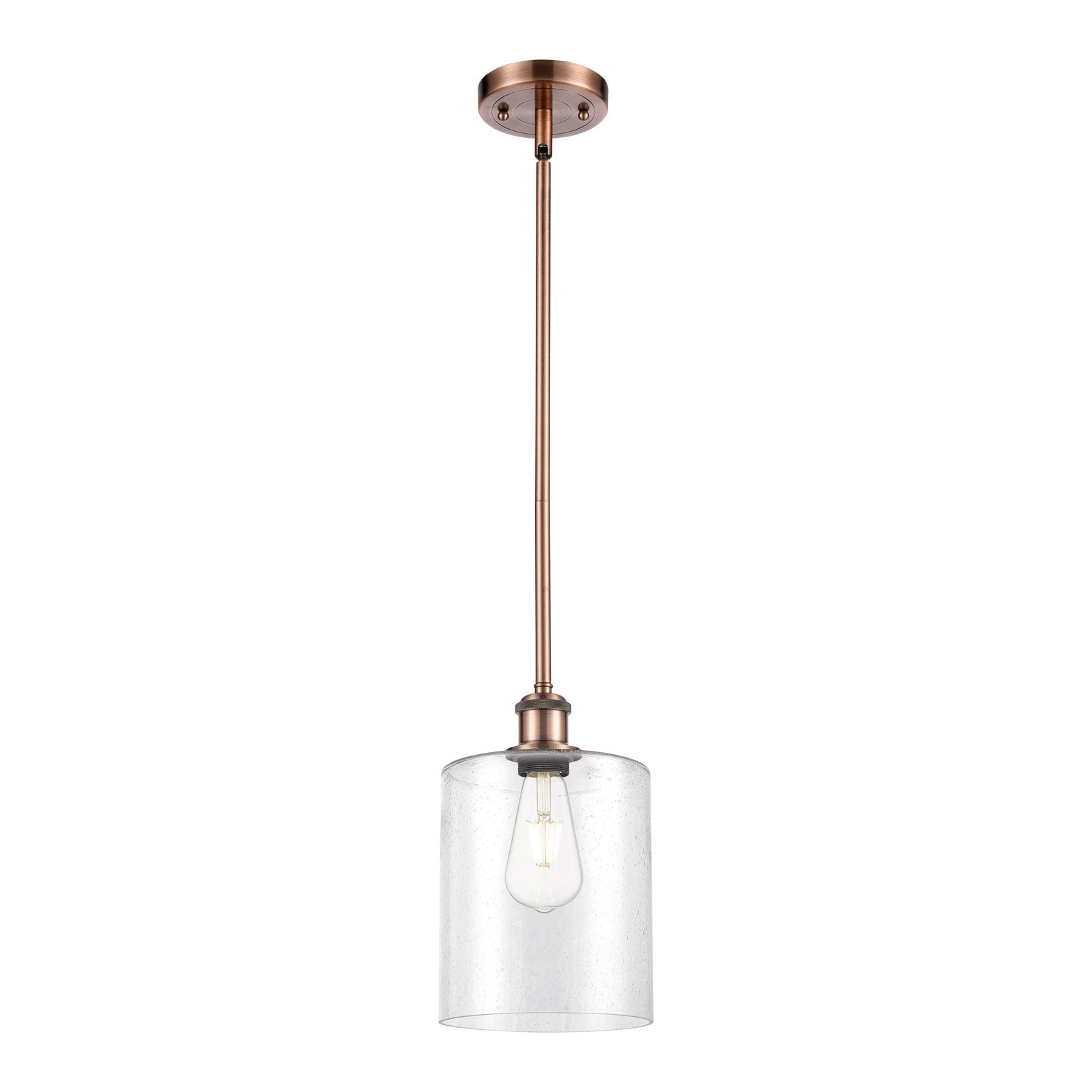 Innovations Paladin 7in 1-Light Mini Pendant | Farmhouse Antique Copper and Seedy Glass | Kitchen Island & Dining Room | Model 516-1S-AC-G4424-7