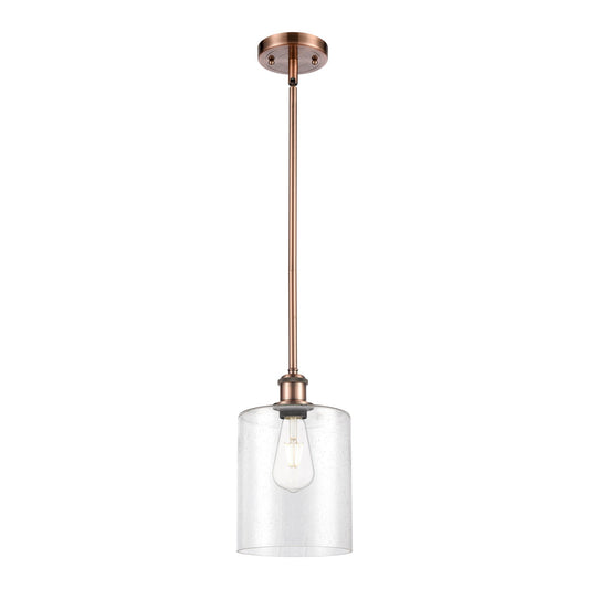 Innovations Paladin 7in 1-Light Mini Pendant | Farmhouse Antique Copper and Seedy Glass | Kitchen Island & Dining Room | Model 516-1S-AC-G4424-7
