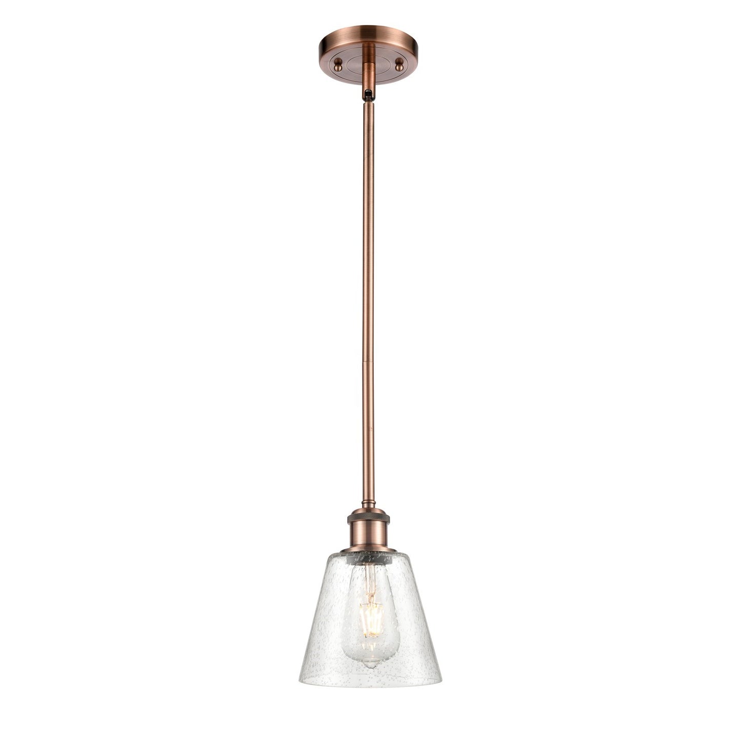 Innovations Caton 6in 1-Light Mini Pendant | Industrial Antique Copper and Frosted Glass | Kitchen Island & Dining Room | Model 516-1S-AC-G454