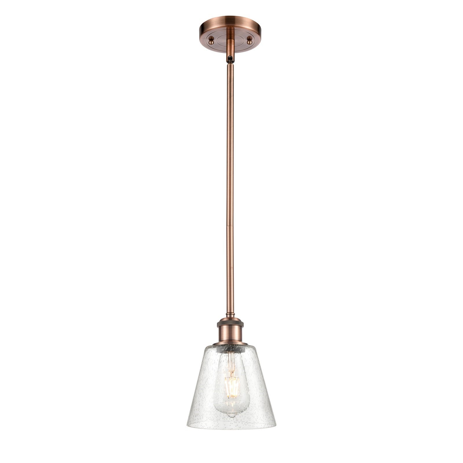Innovations Caton 6in 1-Light Mini Pendant | Industrial Antique Copper and Frosted Glass | Kitchen Island & Dining Room | Model 516-1S-AC-G454