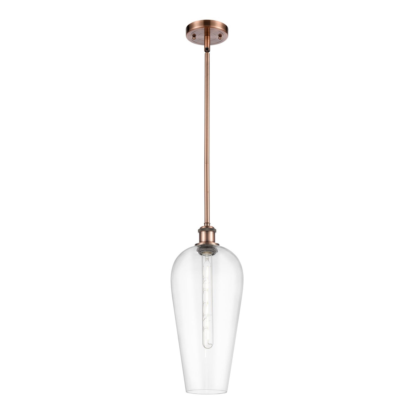 Innovations Chelsea 8in 1-Light Mini Pendant | Industrial Antique Copper and Clear Glass | Kitchen Island & Dining Room | Model 516-1S-AC-G456-8CL
