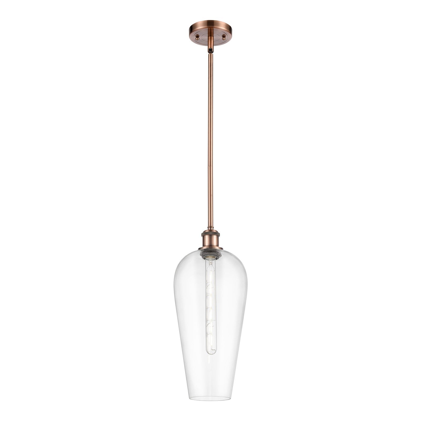 Innovations Chelsea 8in 1-Light Mini Pendant | Industrial Antique Copper and Clear Glass | Kitchen Island & Dining Room | Model 516-1S-AC-G456-8CL
