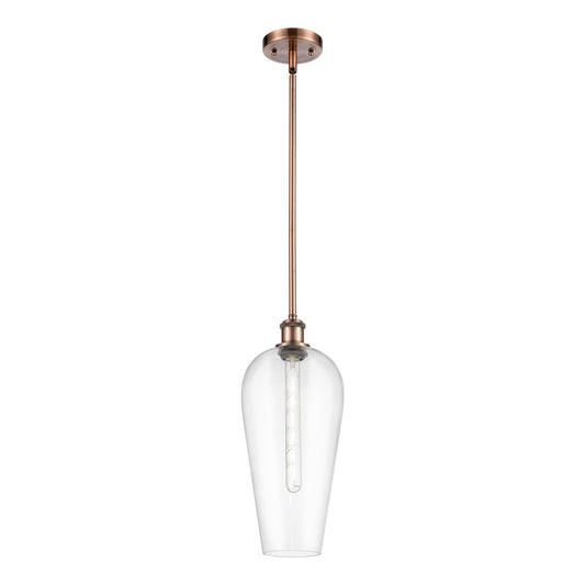 Innovations Chelsea 8in 1-Light Mini Pendant | Industrial Antique Copper and Clear Glass | Kitchen Island & Dining Room | Model 516-1S-AC-G456-8CL