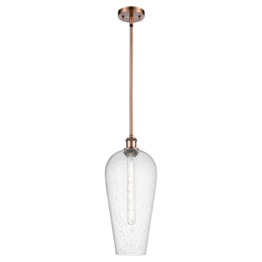 Innovations Chelsea 8in 1-Light Mini Pendant | Industrial Antique Copper and Seedy Glass | Kitchen Island & Dining Room | Model 516-1S-AC-G456-8SDY