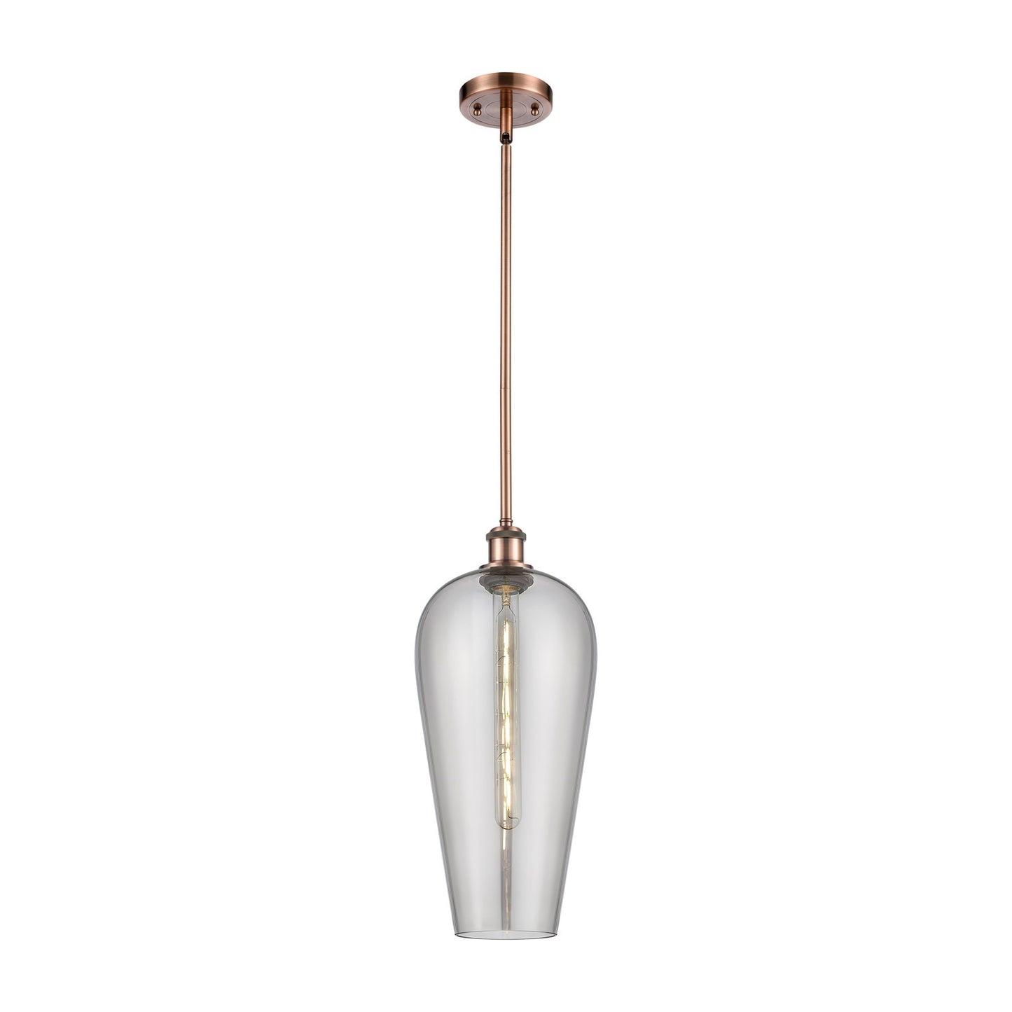 Innovations Chelsea 8in 1-Light Mini Pendant | Industrial Antique Copper and Light Smoke Glass | Kitchen Island & Dining | Model 516-1S-AC-G456-8SM