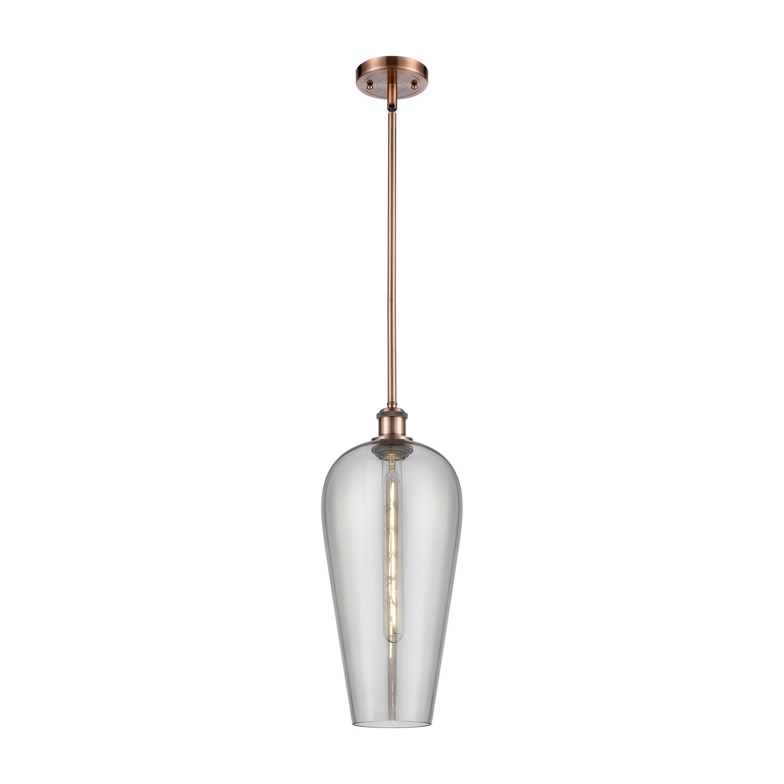 Innovations Chelsea 8in 1-Light Mini Pendant | Industrial Antique Copper and Light Smoke Glass | Kitchen Island & Dining | Model 516-1S-AC-G456-8SM