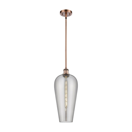 Innovations Chelsea 8in 1-Light Mini Pendant | Industrial Antique Copper and Light Smoke Glass | Kitchen Island & Dining | Model 516-1S-AC-G456-8SM