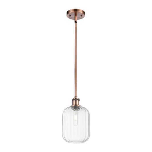 Innovations Preston Cylinder 7in 1-Light Mini Pendant | Industrial Antique Copper and Clear Glass | Kitchen Island | Model 516-1S-AC-G460-7CL