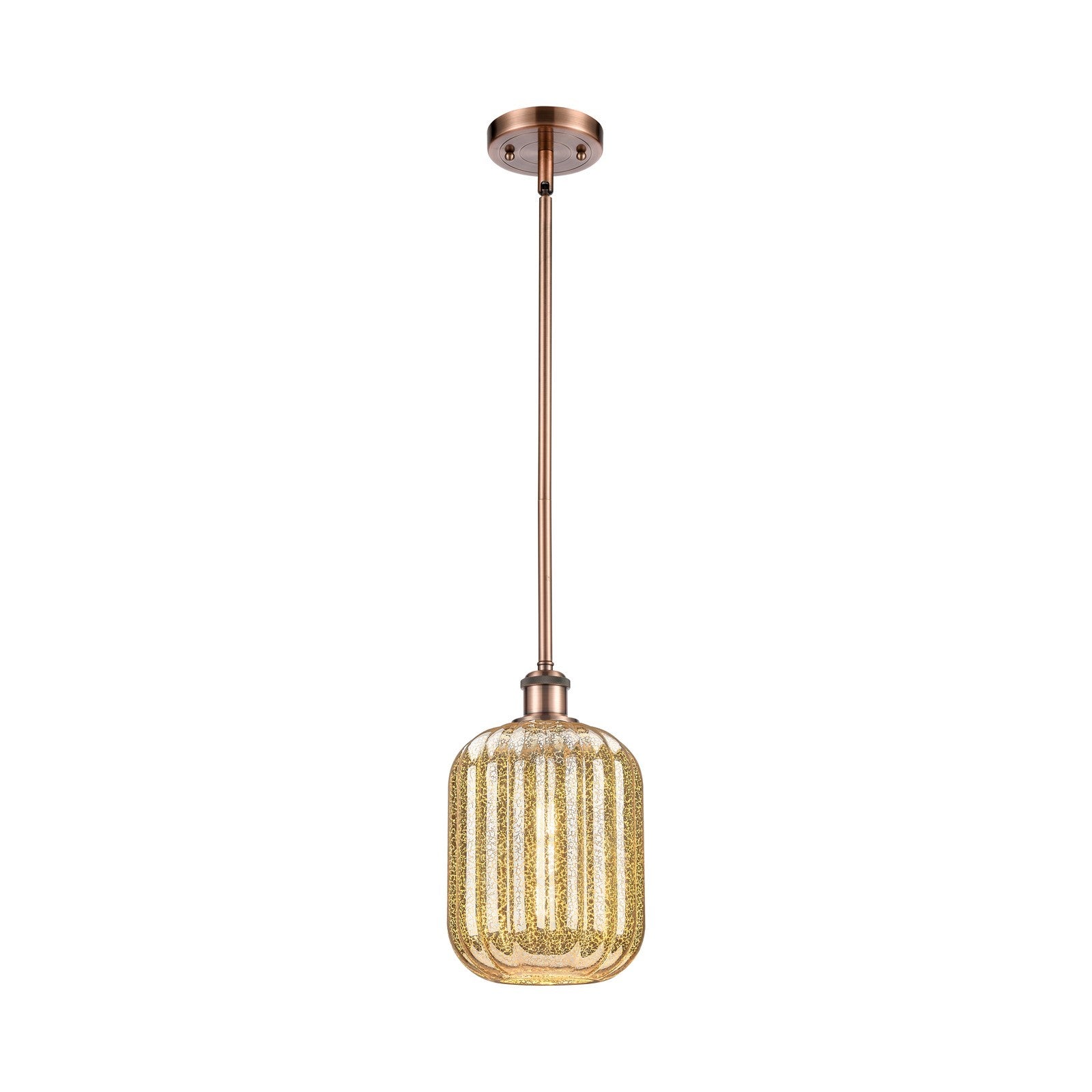 Innovations Preston Cylinder 7in 1-Light Mini Pendant | Industrial Antique Copper and Mercury Glass | Kitchen Island | Model 516-1S-AC-G460-7ME