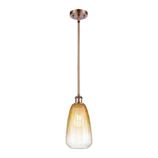 Innovations Brookhaven Almond 6in 1-Light Mini Pendant | Industrial Antique Copper and Amber Glass | Kitchen Island | Model 516-1S-AC-G480-6AM