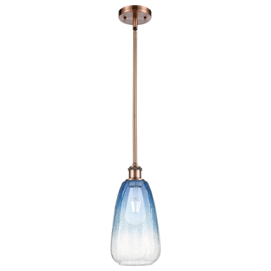 Innovations Brookhaven Almond 6in 1-Light Mini Pendant | Industrial Antique Copper and Sapphire Blue Glass | Kitchen | Model 516-1S-AC-G480-6SB