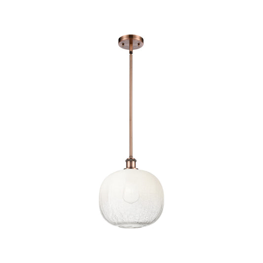 Innovations Brookhaven Sphere 10.5in 1-Light Mini Pendant | Industrial Antique Copper and Opal Glass | Kitchen Island | Model 516-1S-AC-G481-10OP