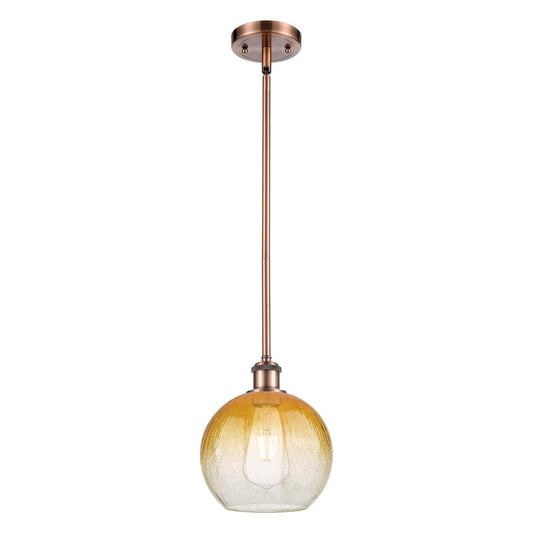 Innovations Brookhaven Globe 7.8in 1-Light Mini Pendant | Industrial Antique Copper and Amber Glass | Kitchen Island | Model 516-1S-AC-G483-8AM