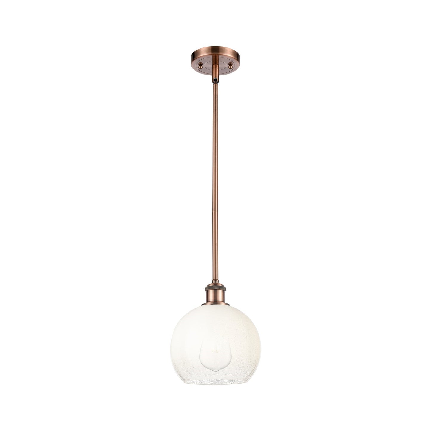Innovations Brookhaven Globe 7.8in 1-Light Mini Pendant | Industrial Antique Copper and Opal Glass | Kitchen Island | Model 516-1S-AC-G483-8OP