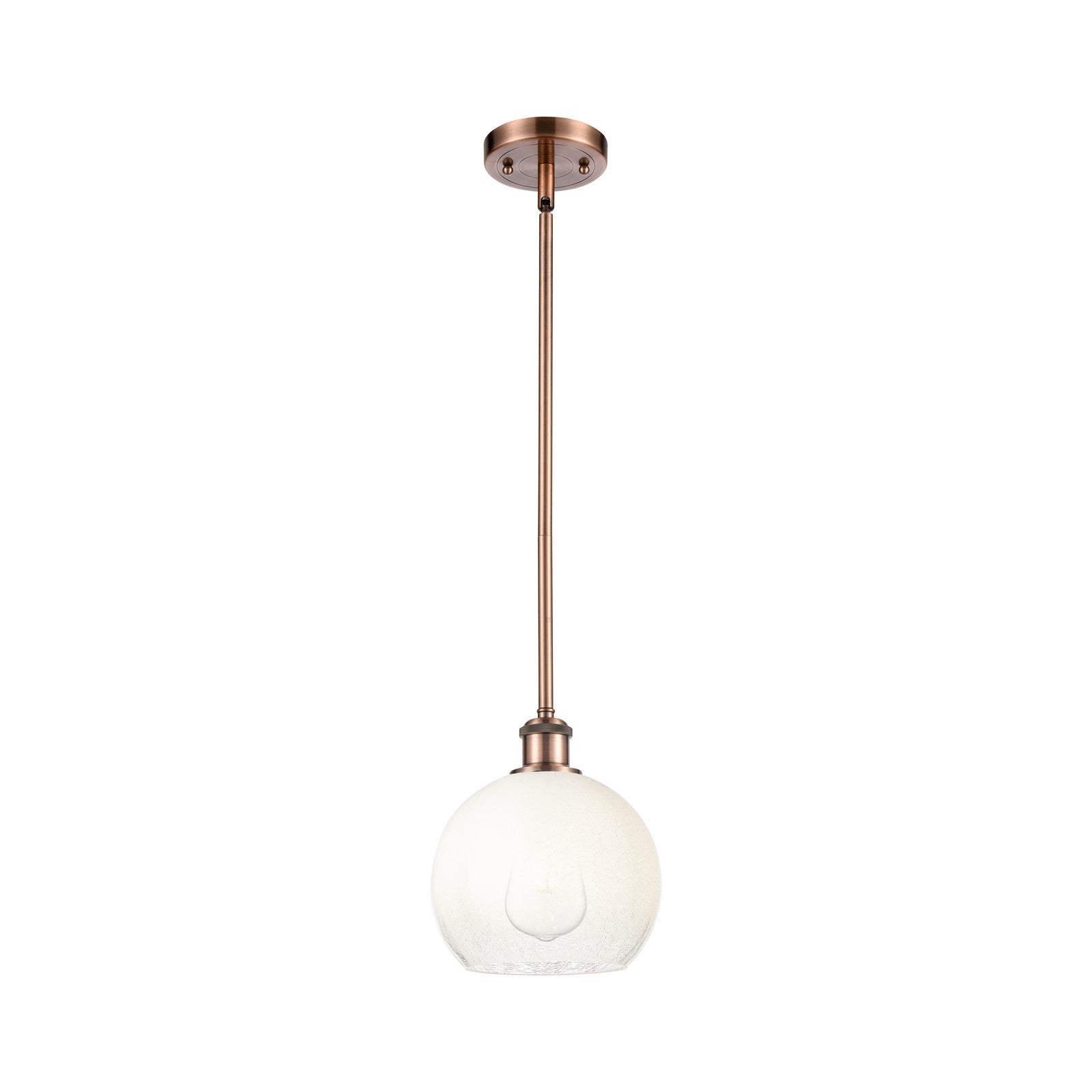 Innovations Brookhaven Globe 7.8in 1-Light Mini Pendant | Industrial Antique Copper and Opal Glass | Kitchen Island | Model 516-1S-AC-G483-8OP