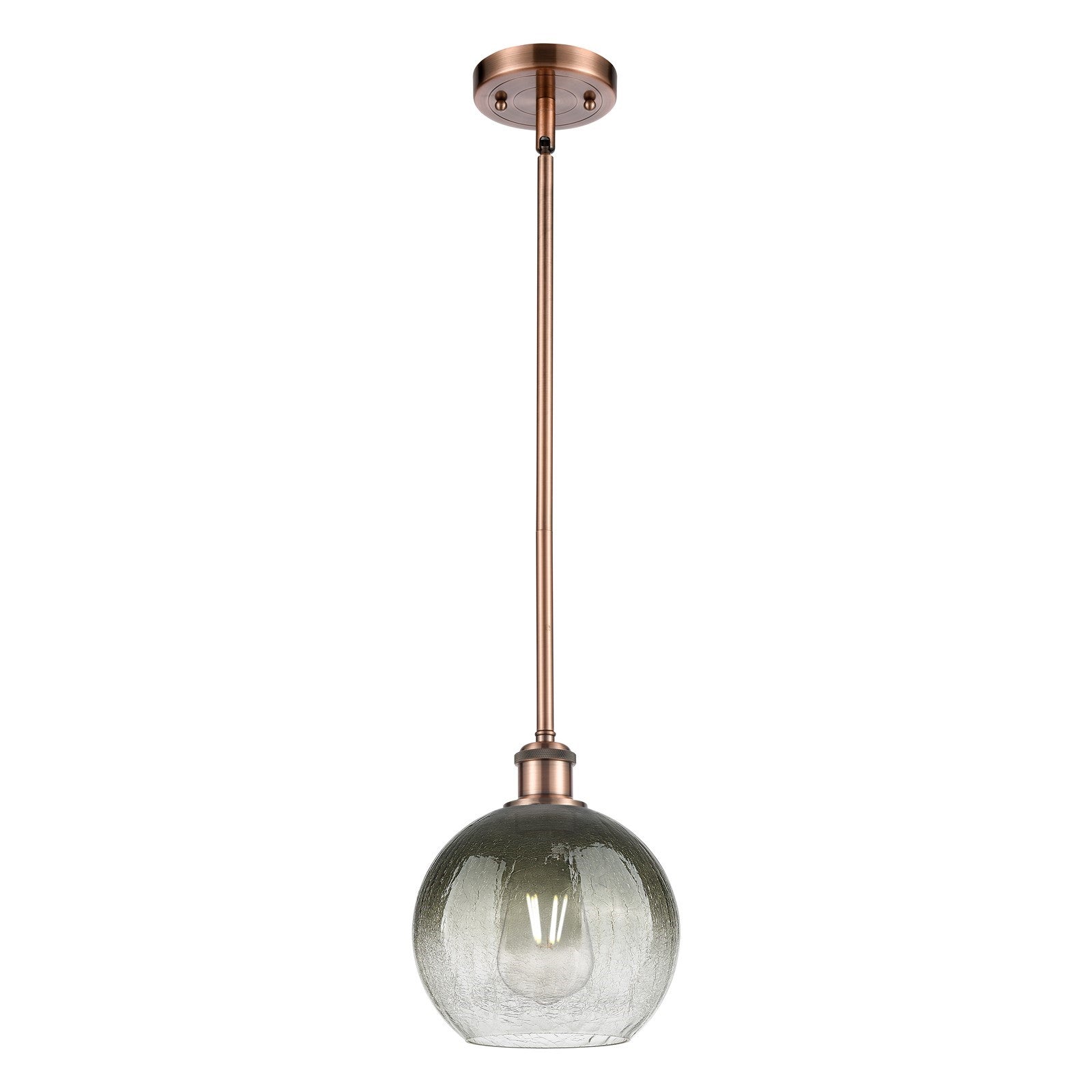 Innovations Brookhaven Globe 8in 1-Light Mini Pendant | Industrial Antique Copper and Slate Glass | Kitchen Island | Model 516-1S-AC-G483-8SL