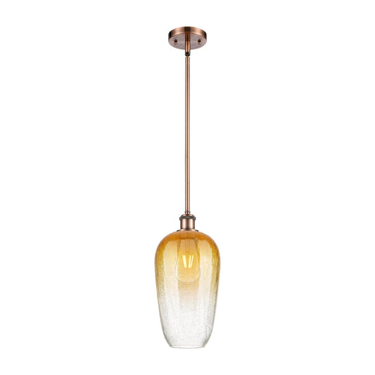 Innovations Brookhaven Flute 7in 1-Light Mini Pendant | Industrial Antique Copper and Amber Glass | Kitchen Island | Model 516-1S-AC-G484-7AM