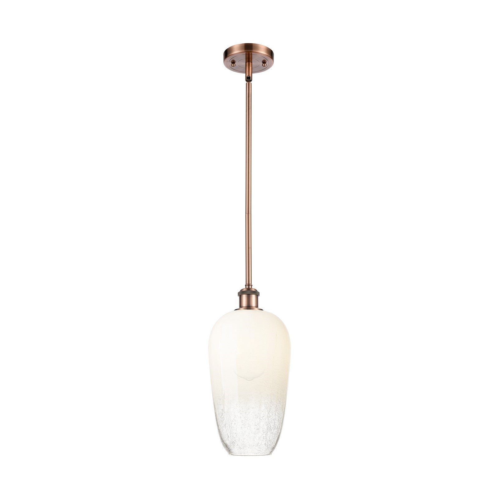 Innovations Brookhaven Flute 7in 1-Light Mini Pendant | Industrial Antique Copper and Opal Glass | Kitchen Island & Dining | Model 516-1S-AC-G484-7OP