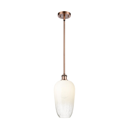 Innovations Brookhaven Flute 7in 1-Light Mini Pendant | Industrial Antique Copper and Opal Glass | Kitchen Island & Dining | Model 516-1S-AC-G484-7OP