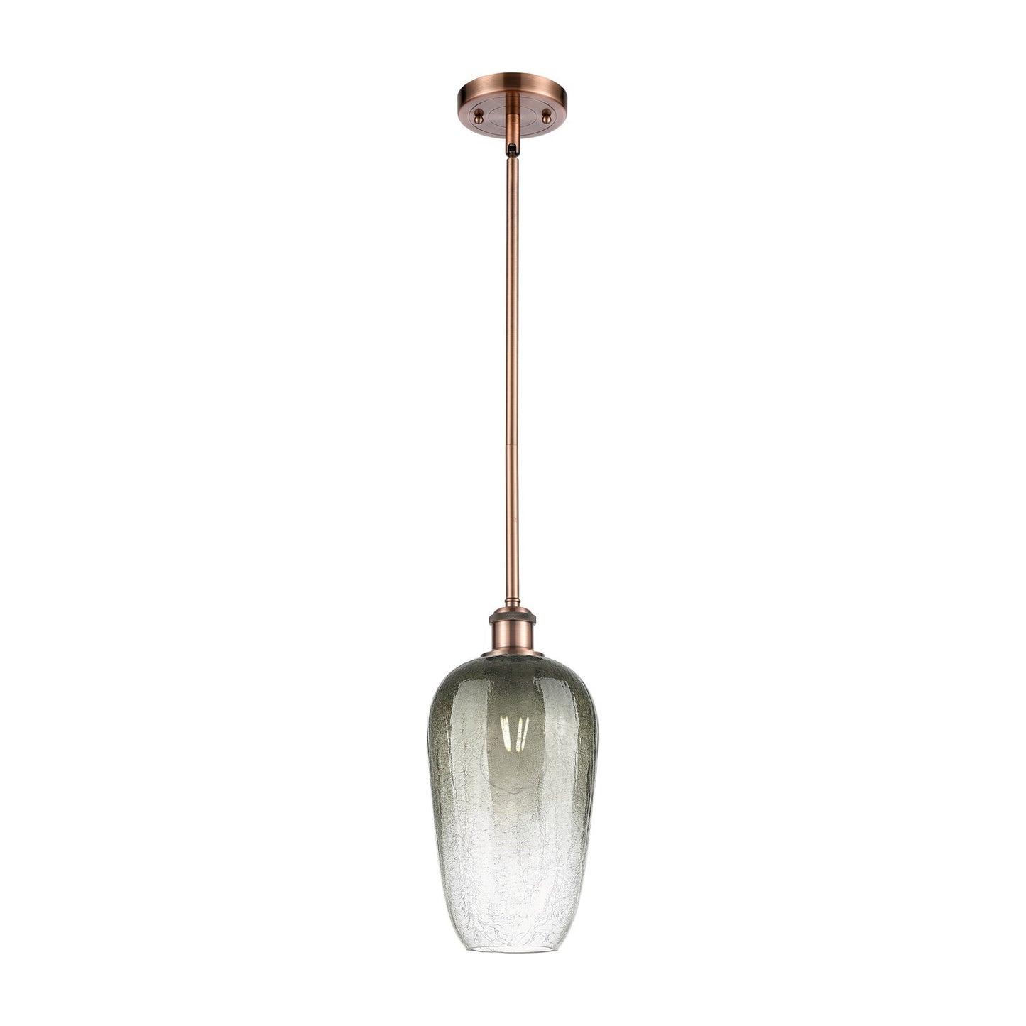 Innovations Brookhaven Flute 7in 1-Light Mini Pendant | Industrial Antique Copper and Slate Glass | Kitchen Island | Model 516-1S-AC-G484-7SL