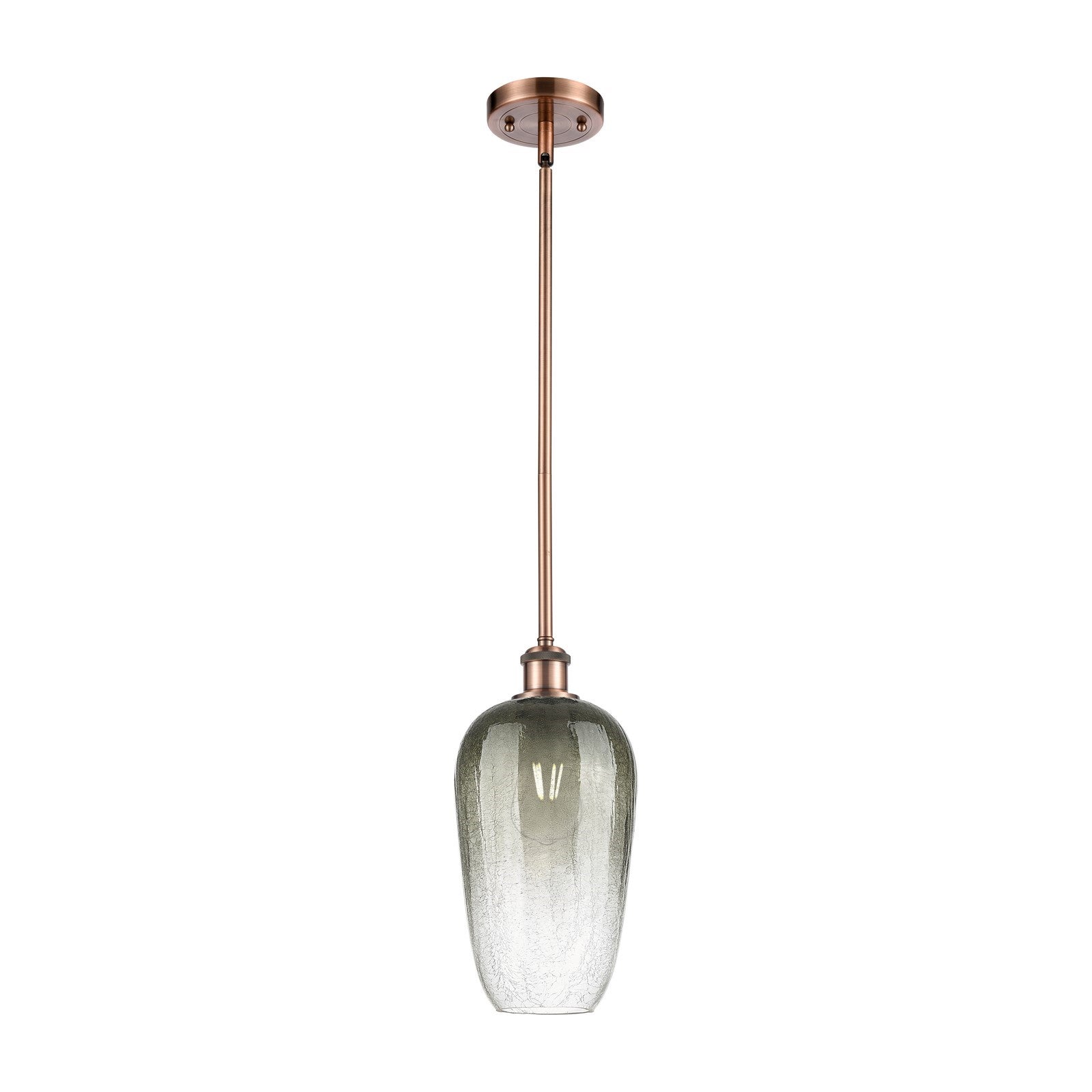Innovations Brookhaven Flute 7in 1-Light Mini Pendant | Industrial Antique Copper and Slate Glass | Kitchen Island | Model 516-1S-AC-G484-7SL
