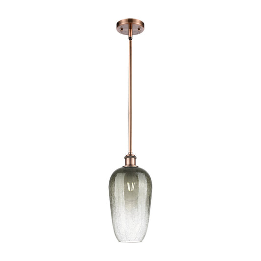 Innovations Brookhaven Flute 7in 1-Light Mini Pendant | Industrial Antique Copper and Slate Glass | Kitchen Island | Model 516-1S-AC-G484-7SL
