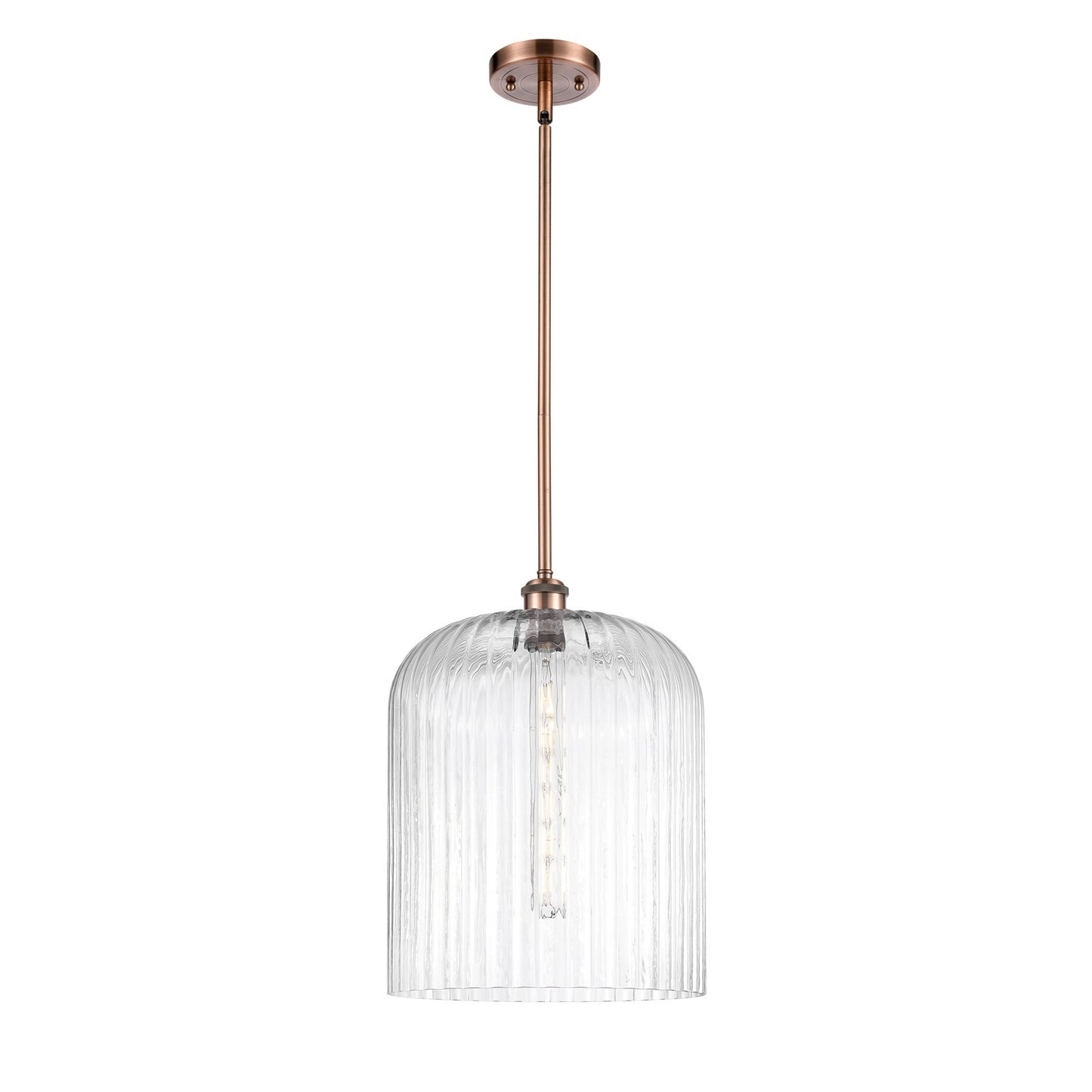 Innovations Bridal Veil 5in 1-Light Mini Pendant | Art Nouveau Antique Copper and Clear Glass | Kitchen Island & Dining | Model 516-1S-AC-G559-12CL